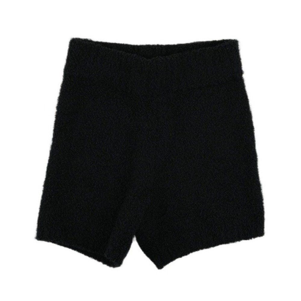 NWT SKIMS Cozy Fuzzy Shorts Women's Size Small/Medium Onyx Black Boucle Waist